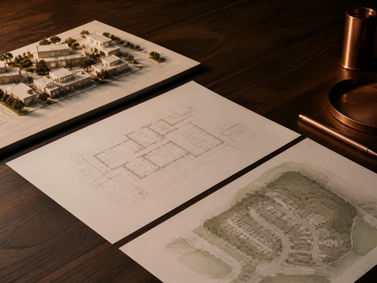 Projetos urbanísticos e maquete de bairro planejado