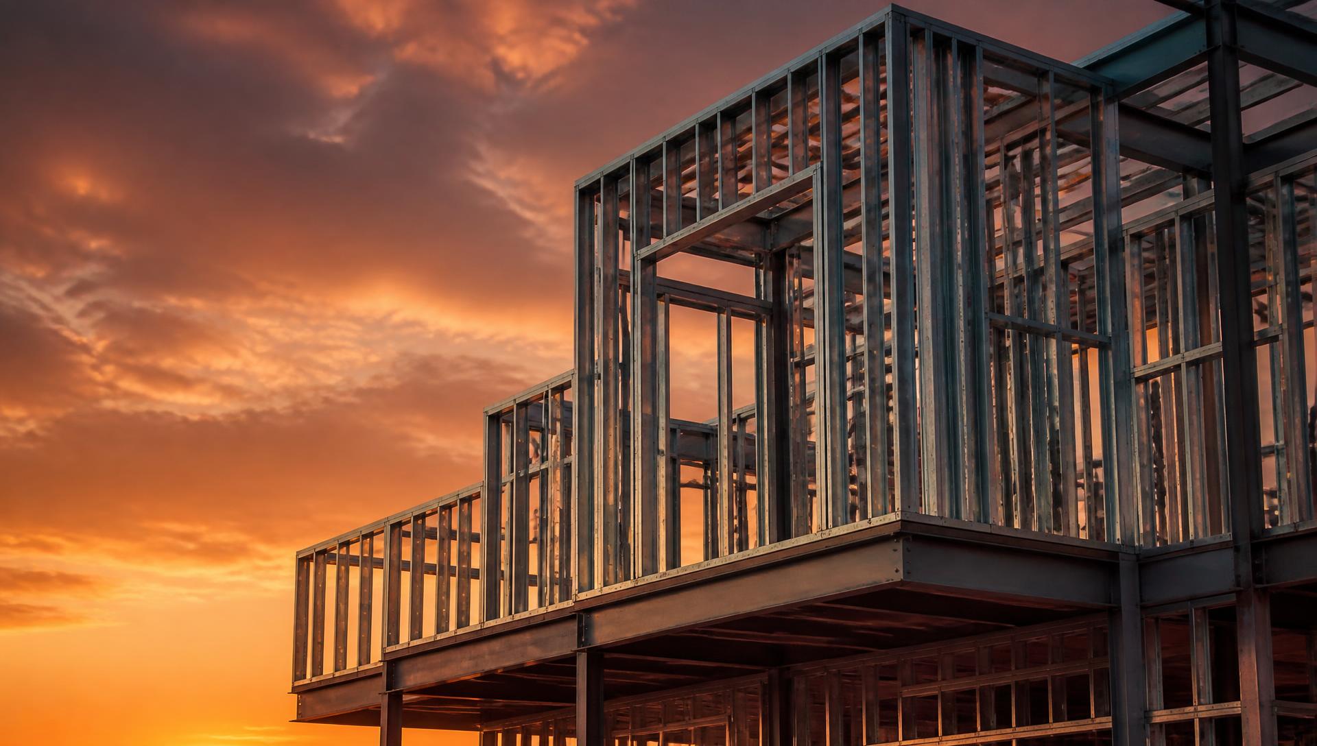 Estrutura em Steel Frame de uma construção moderna